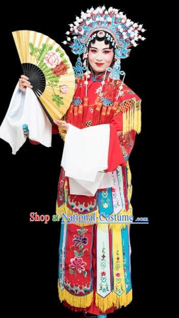 Chinese Traditional Peking Opera Imperial Consort Red Embroidered Dress Classical Beijing Opera Actress Costume for Adults