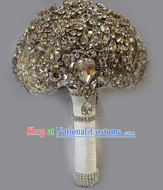 Top Grade Wedding Bridal Bouquet Hand Crystal Ball Tied Bouquet Flowers for Women