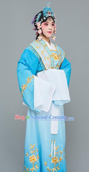 Chinese Traditional Peking Opera Princess Blue Dress Classical Beijing Opera Actress Costume for Adults