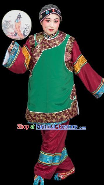 Chinese Traditional Peking Opera Old Women Green Clothing Classical Beijing Opera Matchmaker Costume for Adults