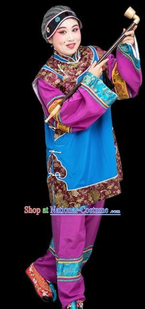 Chinese Traditional Peking Opera Old Women Blue Clothing Classical Beijing Opera Matchmaker Costume for Adults