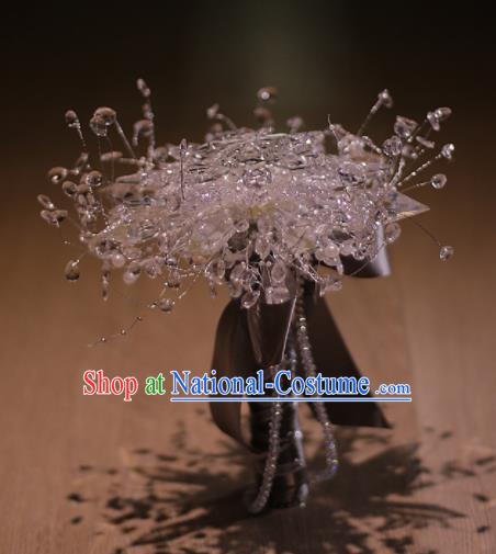 Chinese Traditional Wedding Bridal Bouquet Hand Crystal Flowers Bunch for Women