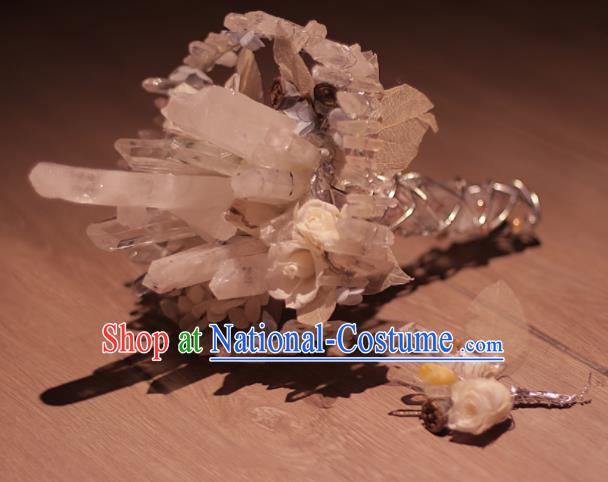 Chinese Traditional Wedding Bridal Bouquet Hand Crystal Flowers Bunch for Women