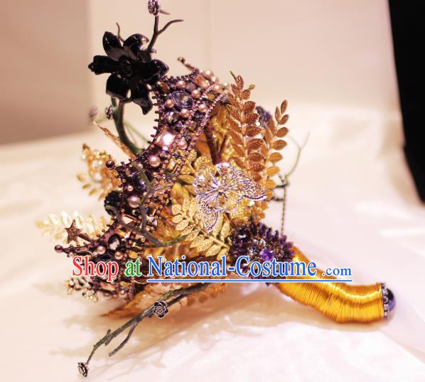 Chinese Traditional Wedding Bridal Bouquet Hand Royal Crown Bunch for Women