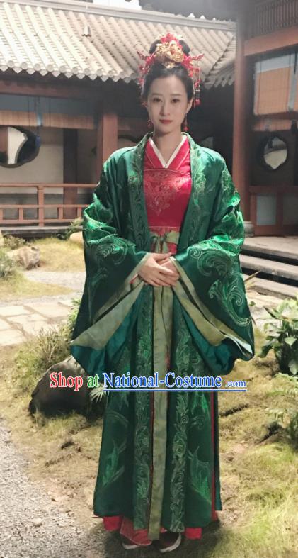 The Story Of MingLan Chinese Drama Ancient Song Dynasty Wedding Embroidered Historical Costume and Headpiece for Women