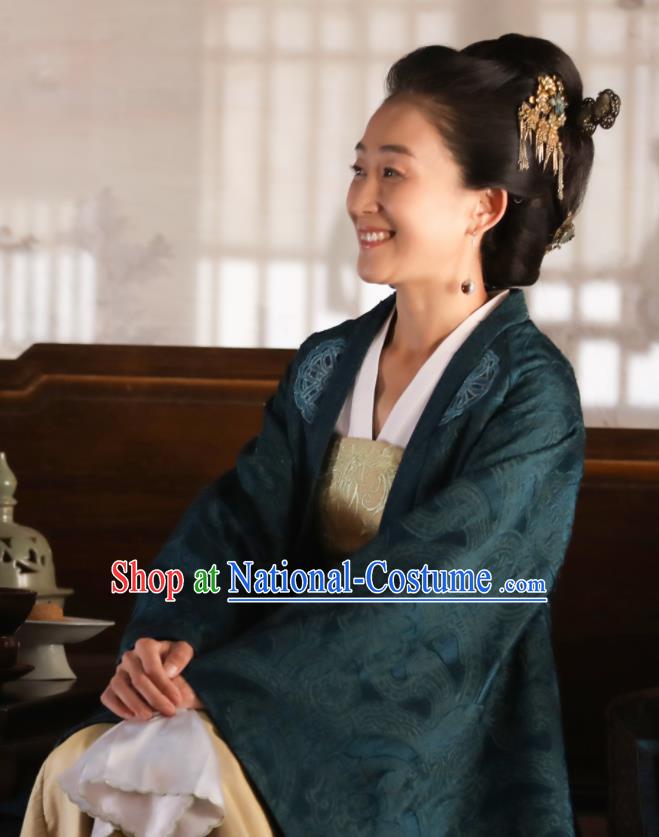 Drama The Story Of MingLan Chinese Ancient Song Dynasty Princess Consort Infanta Embroidered Historical Costume and Headpiece for Women