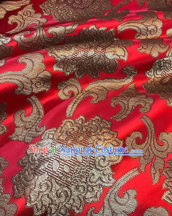 Asian Chinese Twine Lotus Pattern Red Brocade Fabric Traditional Silk Fabric Tang Suit Material