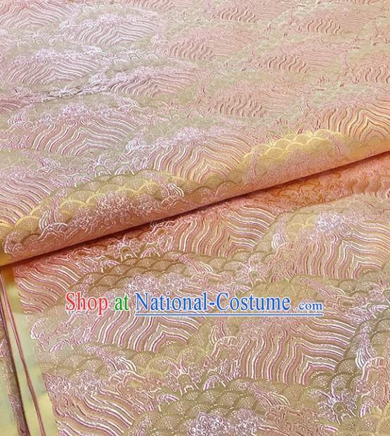 Asian Chinese Twine Waves Pattern Pink Brocade Fabric Traditional Silk Fabric Tang Suit Material