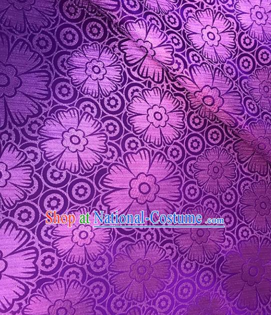 Asian Chinese Royal Flowers Pattern Purple Brocade Fabric Traditional Silk Fabric Tang Suit Material