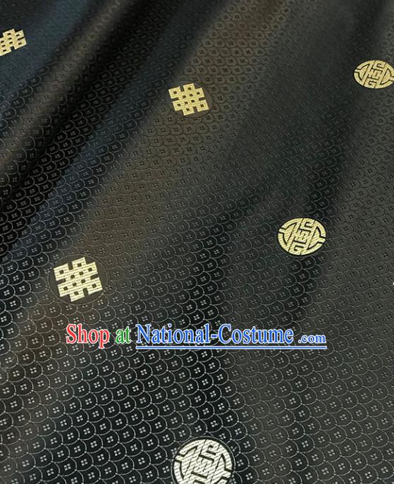 Asian Chinese Royal Scale Pattern Black Brocade Fabric Traditional Silk Fabric Tang Suit Material