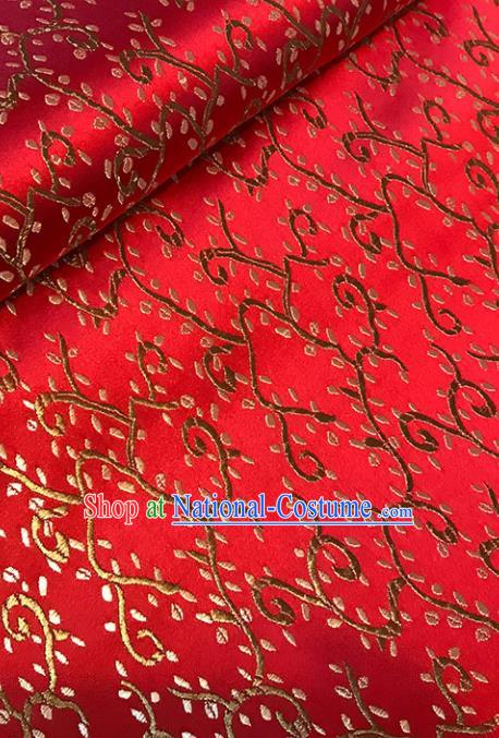 Asian Chinese Royal Sesame Flower Pattern Red Brocade Fabric Traditional Silk Fabric Tang Suit Material