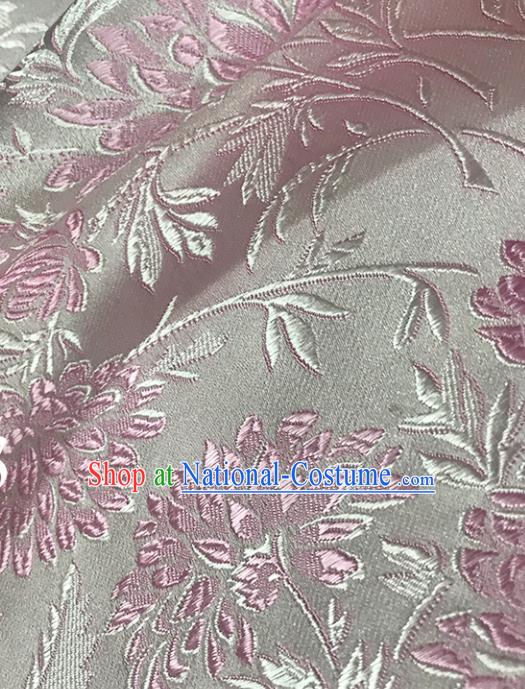 Asian Chinese Royal Pink Chrysanthemum Pattern Brocade Fabric Traditional Silk Fabric Tang Suit Material