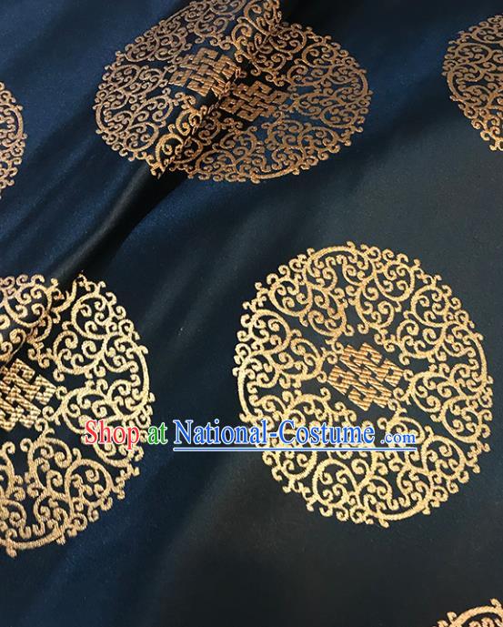 Asian Chinese Royal Lucky Pattern Black Brocade Fabric Traditional Silk Fabric Tang Suit Material