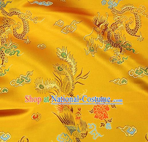 Asian Chinese Royal Dragon Pattern Yellow Brocade Fabric Traditional Silk Fabric Tang Suit Material