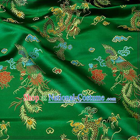 Asian Chinese Royal Dragon Pattern Green Brocade Fabric Traditional Silk Fabric Tang Suit Material