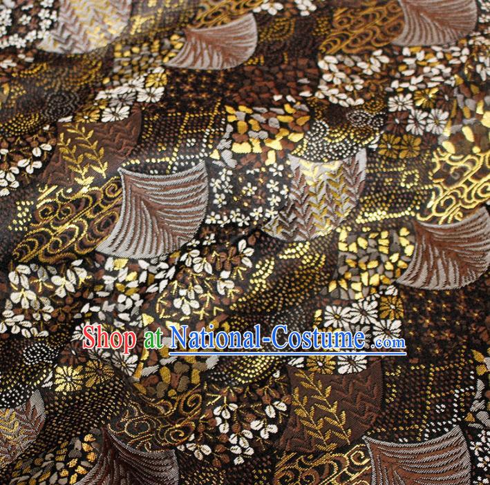 Asian Chinese Royal Fan Pattern Brown Brocade Fabric Traditional Silk Fabric Tang Suit Material