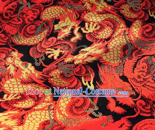 Asian Chinese Royal Red Dragon Pattern Brocade Fabric Traditional Silk Fabric Tang Suit Material