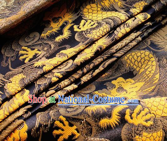 Asian Chinese Royal Golden Dragon Pattern Brocade Fabric Traditional Silk Fabric Tang Suit Material