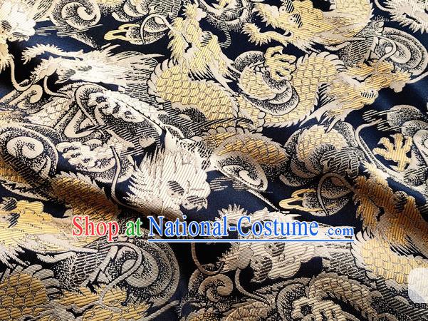 Asian Chinese Royal Yellow Dragon Pattern Brocade Fabric Traditional Silk Fabric Tang Suit Material