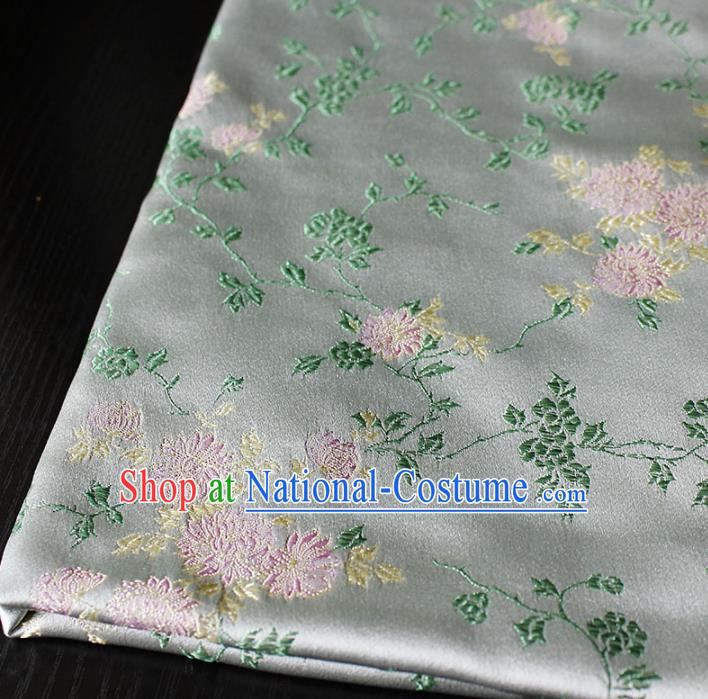 Asian Chinese Royal Chrysanthemum Pattern Brocade Fabric Traditional Silk Fabric Kimono Material