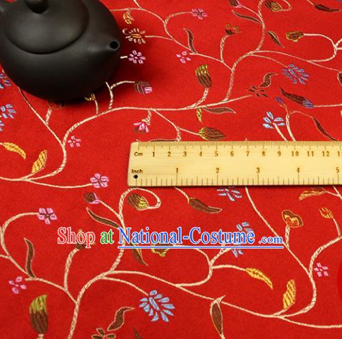 Asian Chinese Royal Pepper Flowers Pattern Red Brocade Fabric Traditional Silk Fabric Tang Suit Material