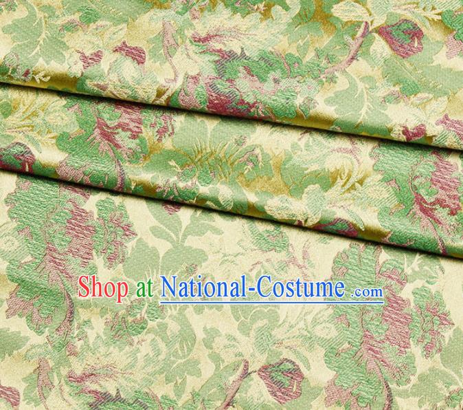 Asian Chinese Royal Green Peony Pattern Brocade Fabric Traditional Silk Fabric Kimono Material