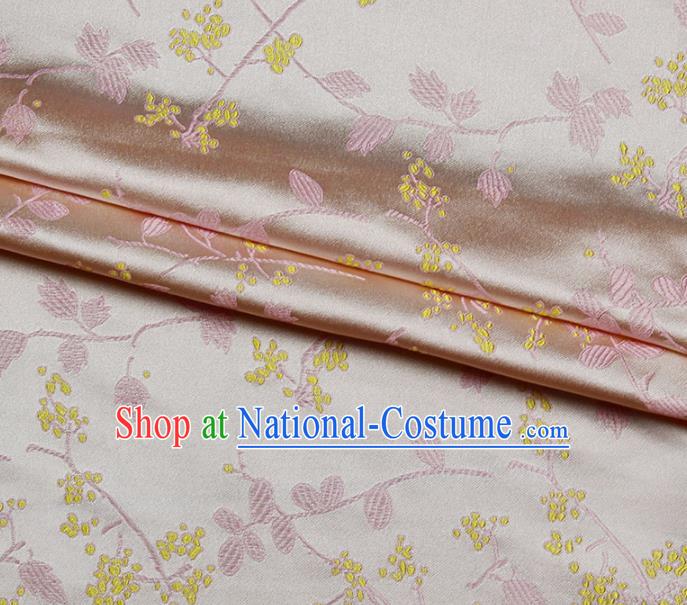 Asian Chinese Royal Wisteria Flowers Pattern Pink Brocade Fabric Traditional Silk Fabric Kimono Material