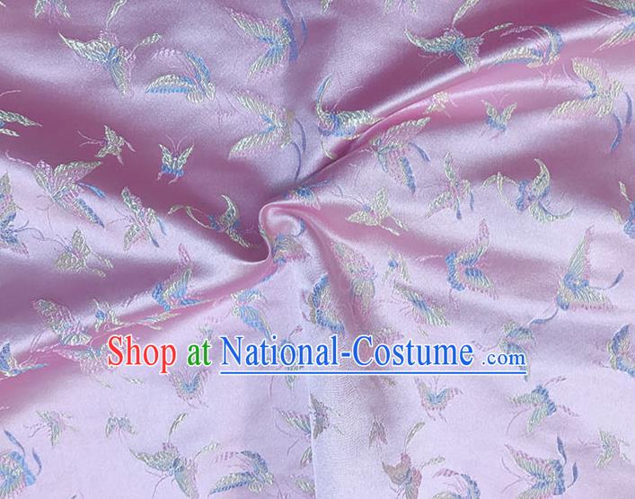 Asian Chinese Royal Embroidery Butterfly Pattern Pink Brocade Fabric Traditional Silk Fabric Kimono Material