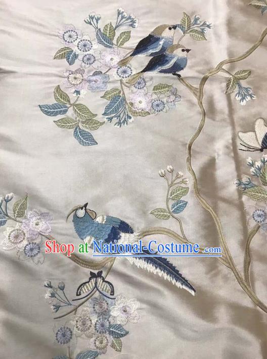 Asian Chinese Royal Embroidered Plum Blossom Pattern Beige Brocade Fabric Traditional Cheongsam Silk Fabric Material