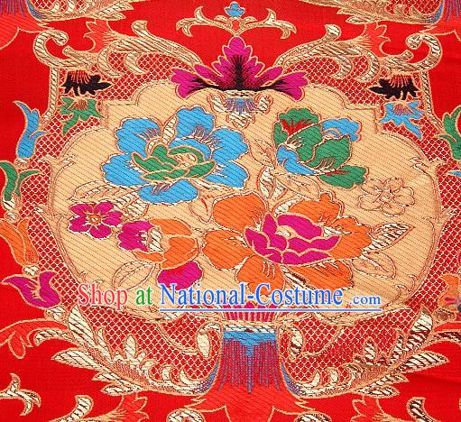 Asian Chinese Traditional Pattern Red Nanjing Brocade Fabric Tang Suit Silk Material