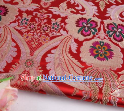 Asian Chinese Traditional Pattern Red Nanjing Brocade Fabric Tang Suit Silk Material