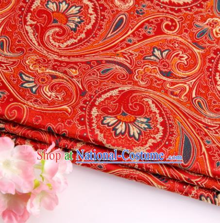 Asian Chinese Traditional Peacock Tail Pattern Red Nanjing Brocade Fabric Tang Suit Silk Material