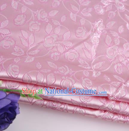 Asian Chinese Traditional Leaf Pattern Pink Nanjing Brocade Fabric Tang Suit Silk Material