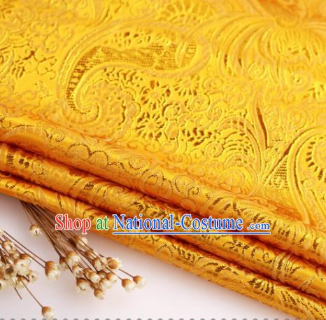 Asian Chinese Traditional Pipa Flowers Pattern Golden Nanjing Brocade Fabric Tang Suit Silk Material