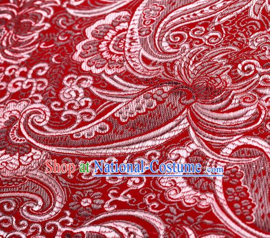 Asian Chinese Traditional Pipa Flowers Pattern Red Nanjing Brocade Fabric Tang Suit Silk Material