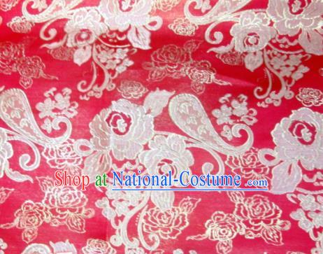 Asian Chinese Traditional Satin Royal Pattern Red Brocade Fabric Tang Suit Silk Material