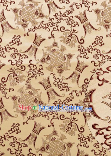 Asian Chinese Traditional Royal Longevity Pattern Golden Satin Nanjing Brocade Fabric Tang Suit Silk Material