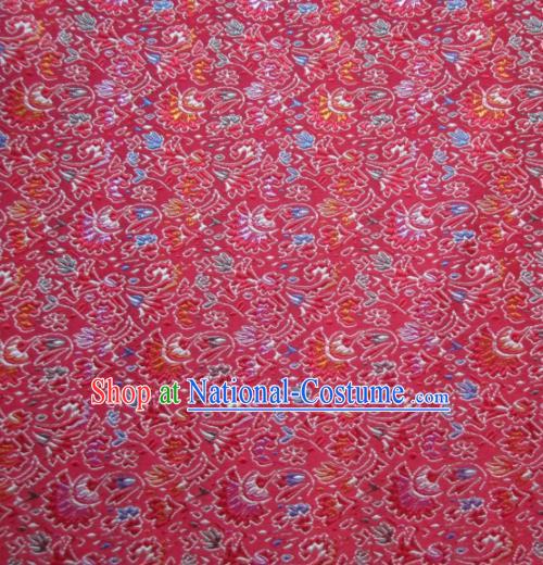 Asian Chinese Traditional Cockscomb Pattern Red Satin Brocade Fabric Tang Suit Silk Material