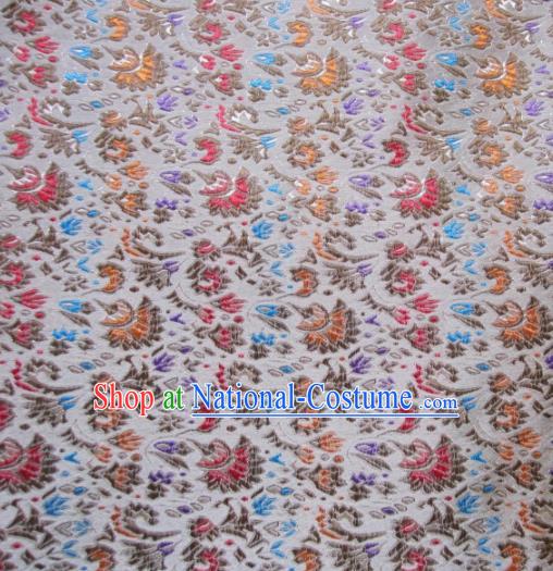 Asian Chinese Traditional Cockscomb Pattern White Satin Brocade Fabric Tang Suit Silk Material