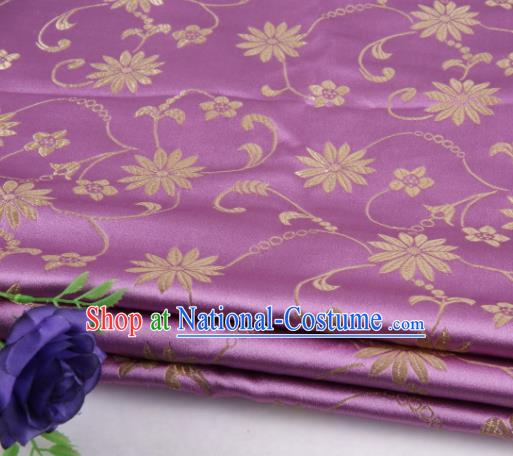 Asian Chinese Traditional Twine Lotus Pattern Violet Satin Brocade Fabric Tang Suit Silk Material