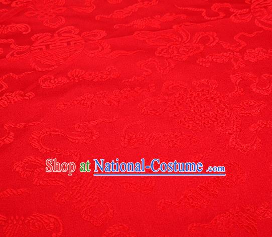 Asian Chinese Traditional Pomegranate Pattern Red Satin Brocade Fabric Tang Suit Silk Material