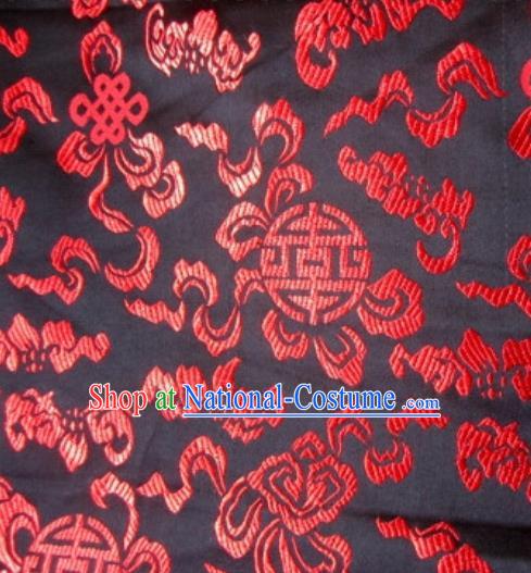 Asian Chinese Traditional Pomegranate Pattern Black Satin Brocade Fabric Tang Suit Silk Material