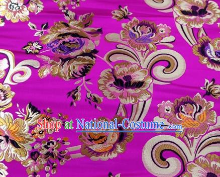 Asian Chinese Traditional Tang Suit Royal Flowers Pattern Rosy Nanjing Brocade Fabric Silk Fabric Material