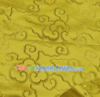 Asian Chinese Traditional Royal Auspicious Clouds Pattern Yellow Brocade Fabric Tang Suit Silk Fabric Material