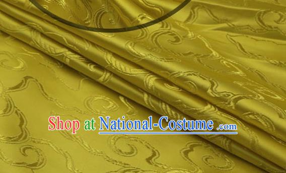 Asian Chinese Traditional Royal Auspicious Clouds Pattern Yellow Brocade Fabric Tang Suit Silk Fabric Material