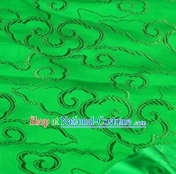 Asian Chinese Traditional Royal Auspicious Clouds Pattern Green Brocade Fabric Tang Suit Silk Fabric Material