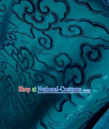 Asian Chinese Traditional Royal Auspicious Clouds Pattern Dark Green Brocade Fabric Tang Suit Silk Fabric Material