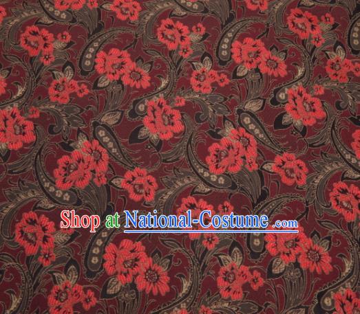 Asian Chinese Traditional Royal Lily Flowers Pattern Black Brocade Fabric Tang Suit Silk Fabric Material