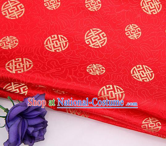 Asian Chinese Traditional Royal Longevity Pattern Red Brocade Fabric Tang Suit Silk Fabric Material