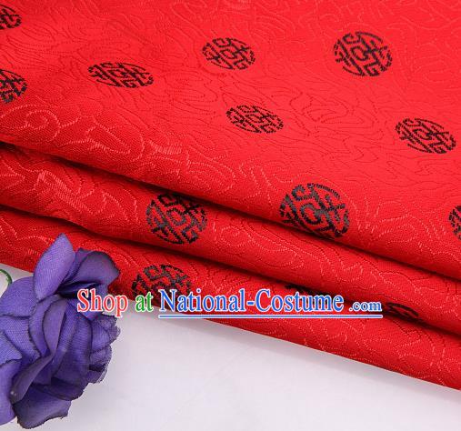 Asian Chinese Traditional Royal Black Longevity Pattern Red Brocade Fabric Tang Suit Silk Fabric Material